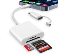 Dalimee SD Card Reader for iPhone, iPad, [Apple MFi Certified] 2 in 2 SD Card Adapter, Lightning & USB C to TF/sd card, Plug and Play, Suitable for Phones, Laptops, Tablets, Cameras, etc.