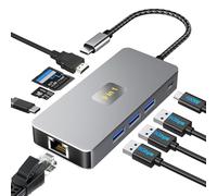 Dalimee USB C Hub 3.0, 9 in 1 USB C Docking Station with 3XUSB3.0, USB-C2.0, 4K@60Hz HDTV, PD 100W Fast Charging, Gigabit Ethernet, SD/TF Card Reader, Docking Station Type-C for MacBook/Laptop/Tablet