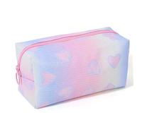 DALINEEYI Makeup Bag, Shiny Cool Cosmetic Bag With Handle and Divider, Travel Toiletry Bags, Heart Pattern Makeup Organizer Case for Women Girls, Small, Cute