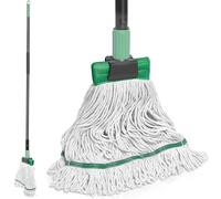 DALIPER Heavy Duty Wet Mop with 58" Long Handle Industrial Commercial Mop for Floor Cleaning, Looped-End String Wet Cotton Mops for Home, Kitchen, Garage, Office, Workshop