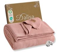 Dalisa 100% Organic Turkish Cotton Throw Blanket - GOTS Certified, Cozy - Perfect for Couch, Bed, and Home Decor - Boho Vintage Knit Alina (Pink, 50x60)