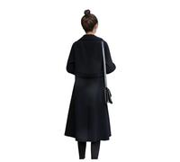 DALIT Women's Korean autumn-winter plus-size mid-length over-the-knee lace-up woolen coat women's slimming tweed coat (Color : 6, Size : S)