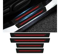 DALIUZEHUI 4pcs Carbon Fiber Car Door Sill Protectors for Ford Puma Hybrid 2019-2023, Red
