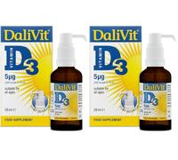Dalivit Daily Vitamin D3 for Babies, Toddlers & Children Over 1 Month - Support The Growth of Bones, Joints, Teeth, Muscles & Immune System - Liquid Form Unflavoured (28ml) (Pack of 2)