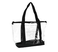 DALIX Clear Shopping Bag Security Work Tote Shoulder Bag Womens Handbag, Black, L