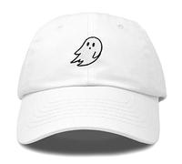 DALIX Ghost Embroidery Dad Hat Baseball Cap Cute Halloween, White, One Size