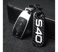 DaLizA Car Key Chain, for Volvo s40 Key Ring Carbon Fiber Keychain Rotating Horseshoe Rings Anti-lost Buckle With Logo Accessories,Black style-a