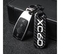 DaLizA Car Key Chain, for Volvo xc60 Key Ring Carbon Fiber Keychain Rotating Horseshoe Rings Anti-lost Buckle With Logo Accessories,Black style-a