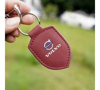 DaLizA PU Leather Car Keychain Fashion Keyrings For Volvo XC classic XC4AC0 XC60 XC90 C30 V40 V60 V90 Keychain Accessories,Volcanic Red-A