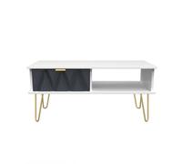 Welcome Furniture Ready Assembled Diamond 1 Drawer Coffee Table In Indigo Matt & White, Blue