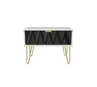 Dallas 1 Drawer Wide Side Table In Deep Black & White (Ready Assembled)