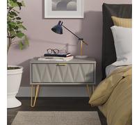 Dallas 1 Drawer Wide Side Table (Ready Assembled) Ready Assembled 2 U Grey One Size