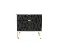 Dallas 3 Drawer Chest In Deep Black & White (Ready Assembled)
