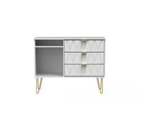 Ready Assembled Copenhagagen 3 Drawer Tv Unit With Legs - White Matt, White