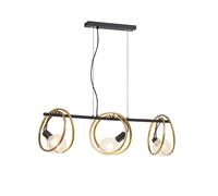 Dallas 3 Light Double Ring Bar Ceiling Pendant - Matt Black and Gold
