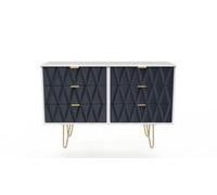 Welcome Furniture Ready Assembled Diamond 6 Drawer Chest In Indigo Matt & White, Blue