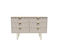 Welcome Furniture Ready Assembled Diamond 6 Drawer Chest In Kashmir Matt, Cream