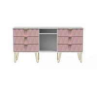 Dallas 6 Drawer Sideboard In Kobe Pink & White (Ready Assembled)