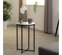 Seconique Side Table Dallas – Marble Effect & Black Metal Finish – One Size