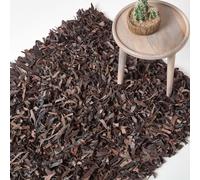 Dallas Leather Shaggy Rug for Living Room Black, Brown, Chocolate, Red