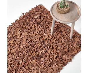 Dallas Leather Shaggy Rug for Living Room Black, Brown, Chocolate, Red