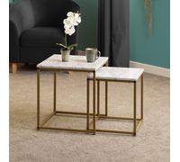 Seconique Dallas Nest Of Two Tables Marble Effect And Gold Tone Metal Finish