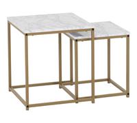 Dallas Nest of Two Tables Marble Effect and Gold Tone Metal Finish