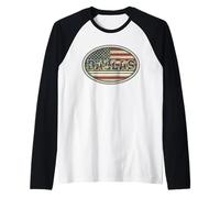 Dallas Patriotic Camo Streetwear 70s 90s Inspired USA Flag Raglan Baseball Tee