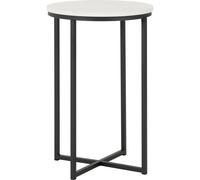 Dallas Round Side End Table Marble Effect and Black Metal Finish