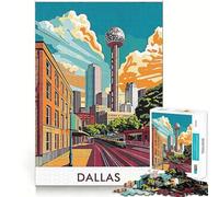 Dallas Skyline Art Print 1000 Pieces Jigsaws Adults Puzzles Gifts Mind Workout Stress Less Home Activity Home Accent (50x75cm)