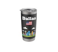 Dallas Souvenir Skyline Lover Texas Trip American Flag Stainless Steel Insulated Tumbler