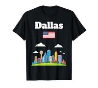 Dallas Souvenir Skyline Lover Texas Trip American Flag T-Shirt