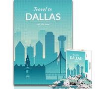 Dallas Texas Adult Jigsaw Puzzles 1000 Pieces,Staycation Kill Time Every Piece Is Unique - Challenging Family Fun Game 38x26cm