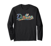 Dallas Texas City Big D Tie Dye Vintage Varsity Distressed Long Sleeve T-Shirt