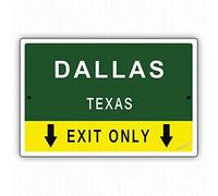 Dallas Texas Exit Only with Pointer Arrow Direction Way Road Safety Street Metal Tin Sign Yard Office Outdoor & Indoor Signs 8"x12"