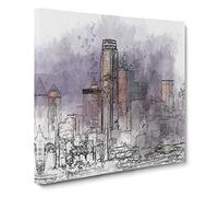 Dallas Texas Skyline at Dusk Canvas Print | Gallery Wrapped 30mm Frame Wall Art | 20x20 inches | Ready to Hang | Modern Cityscape Picture | Living Room Bedroom Lounge Office