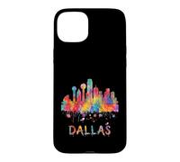 Dallas Texas Skyline Watercolor Splash Art Case for iPhone 15 Plus
