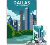 Dallas Texas United States 1000 Piece Jigsaw Puzzle for Adults Teens,Staycation Kill Time Every Piece Is Unique - Challenging Family Fun Game 38x26cm