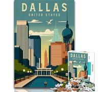 Dallas Texas United States Puzzles for Teenagers 1000 Pieces,Help The Brain Exercise Addictive Toys to Cultivate Patience Suitable for Couples 38x26cm