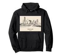 Dallas Texas Vintage Skyline Drawing Pullover Hoodie