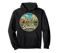 Dallas TX Texas, Nostalgia Retro Vintage art colorful unique Pullover Hoodie
