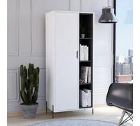 Dallas White Bookcase Display Unit, Open and Closed Storage, Cut-Out Handles