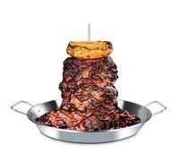 Dallden BBQ Vertical Skewer Al Pastor for Grill-Vertical Spit with 13" Base Pan for Tacos Al Pastor, Vertical Rotisserie Shawarma-Grilling Accessory with 3 Spikes (8”,10" and 12”)