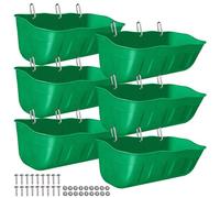 DallerSoode Hanging Goat Feeders,Chicken Feeder Waterer,Large Feed Trough 7.5 Quart 6 Pack,Hanging Fence Feed Trough for Poultry Livestock,Green