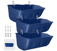 DallerSoode Hanging Goat Feeders,Chicken Feeder Waterer,Medium Feed Trough 3.5 Quart 3 Pack,Hanging Fence Feed Trough for Poultry Livestock,Blue