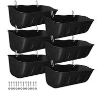 DallerSoode Hanging Goat Feeders,Chicken Feeder Waterer,Medium Feed Trough 3.5 Quart 6 Pack,Hanging Fence Feed Trough for Poultry Livestock,Black