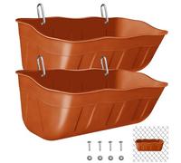 DallerSoode Hanging Goat Feeders,Chicken Feeder Waterer,Medium Feed Trough,Hanging Fence Feed Trough for Poultry Livestock,2 Pack Terracotta