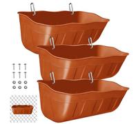 DallerSoode Hanging Goat Feeders,Chicken Feeder Waterer,Small Feed Trough 1.3 Quart 3 Pack,Hanging Fence Feed Trough for Poultry Livestock,Terracotta