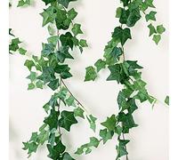 Dallisten 3 Strands Odorless Artificial Ivy Vines Kit, 71" Silk Ivy Garland with Green Leaves, Fake Hanging Plants Greenery Decoration for Bedroom, Windows, Walls, Wedding, Outdoor Decor (Green)