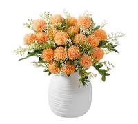 dallisten 4 Bundles Artificial Chrysanthemum Flowers Bouquet, Orange Silk Hydrangea Faux Ball Flowers for Wedding Party Table Centerpieces Floral Arrangement Home Decor